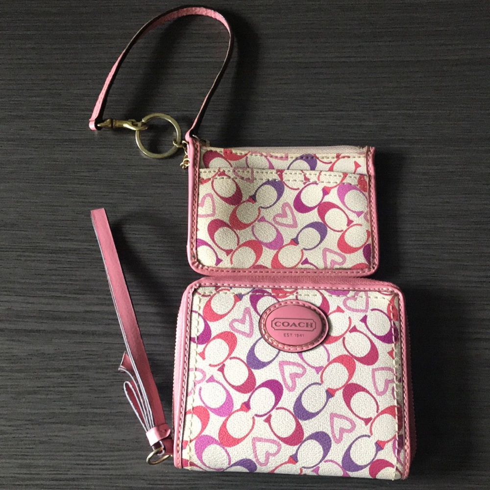 Pink Coach Wallet/Clutch & Coin Purse
